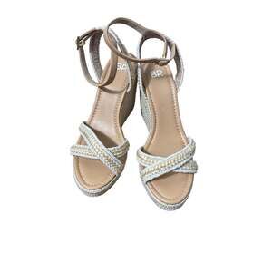 BP. Raffia Braided Criss Cross Ankle Strap Sandals Sz 8.5